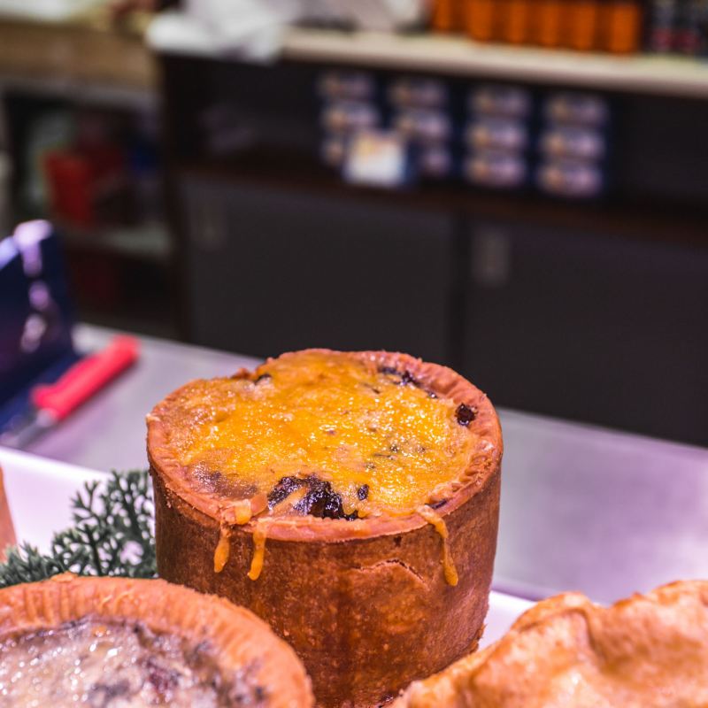 Cheddar & Pickle Pork Pie